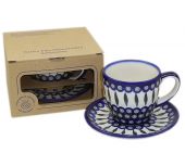 Cup + saucer in a cardx - Polish pottery