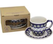 Cup + saucer in a cardx - Polish pottery