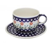 Jumbo cup + saucer - Polish pottery