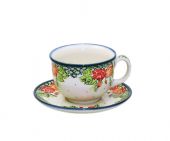 Cup + saucer - Polish pottery